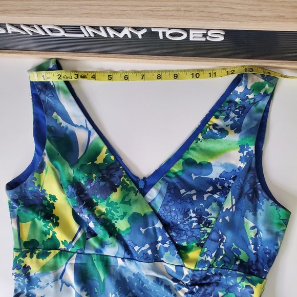 Donna Ricco NY I Sleeveless V Neck Sheath Summer Dress Teale/Floral Size… - Picture 12 of 15